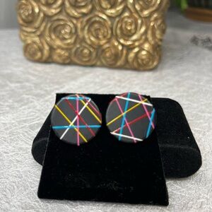 Vintage 80’s Colorful Geometric Earrings